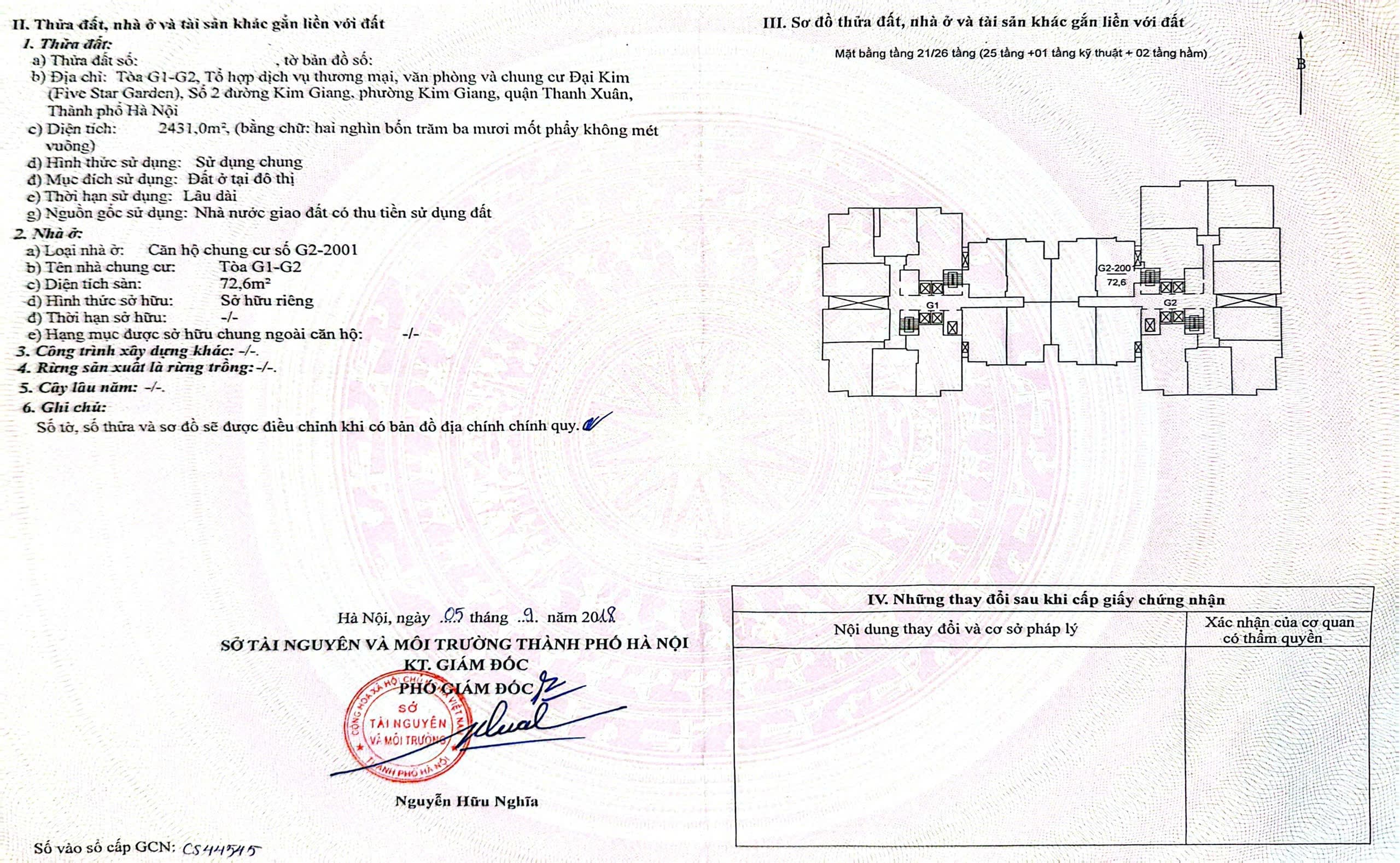 Căn hộ Five Star, - Kim Giang - 73m² giá 7.15 tỷ