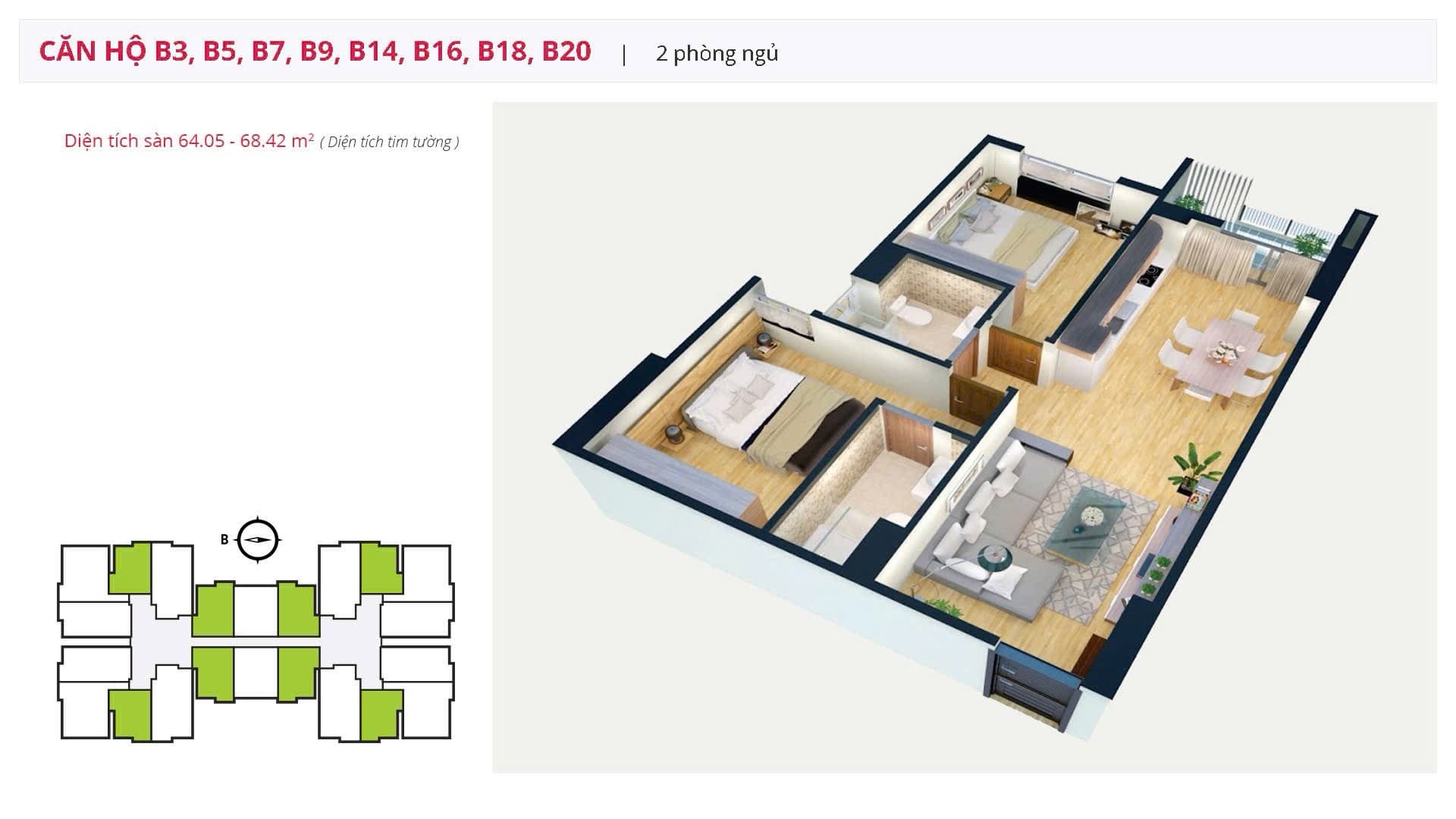 Căn hộ mặt phố Hoàng Mai, Hà Nội - 65m² giá 6.75 tỷ
