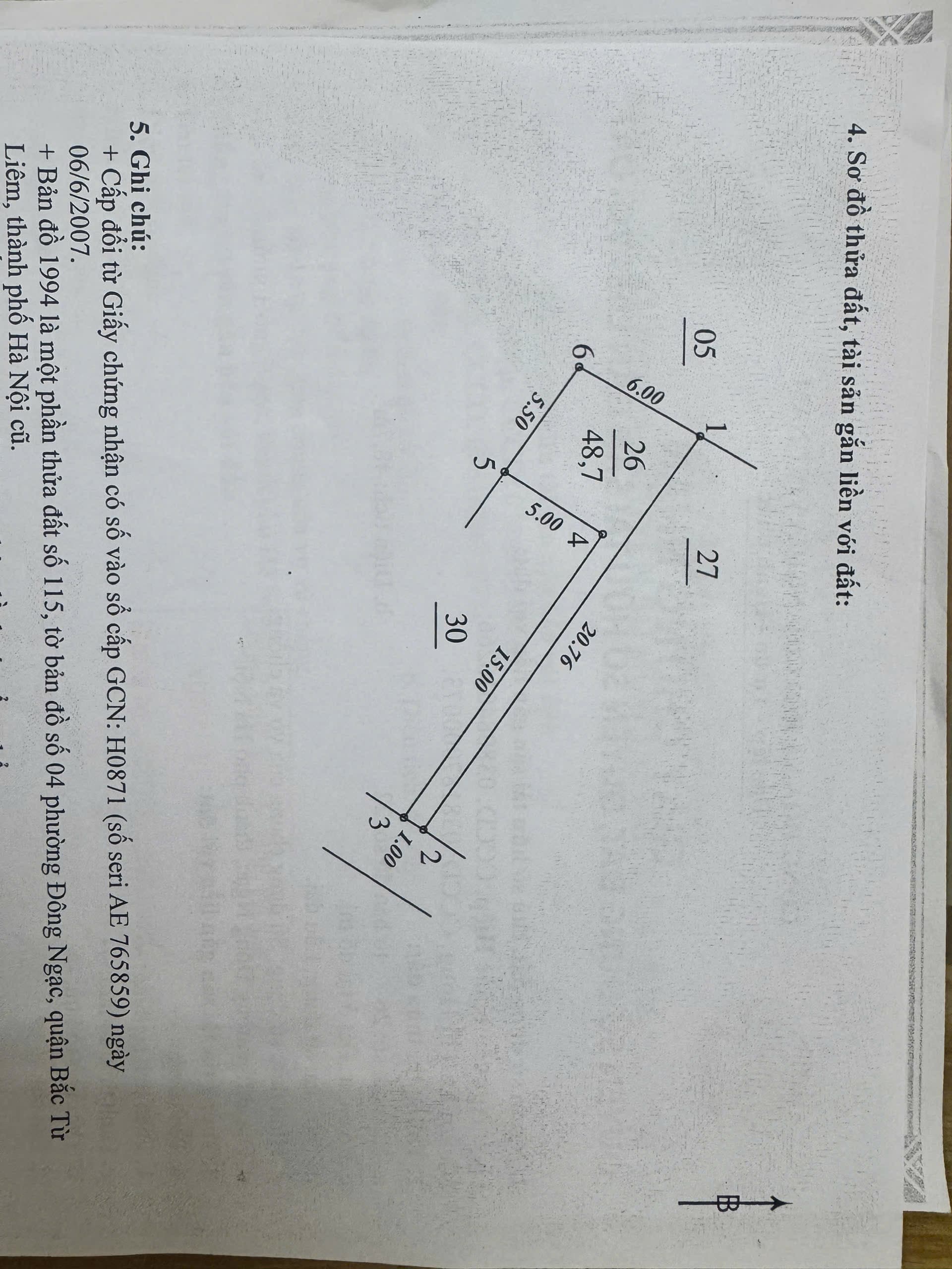 Nhà đất mặt phố, Bắc Từ Liêm, Hà Nội - 50m² giá 6 tỷ