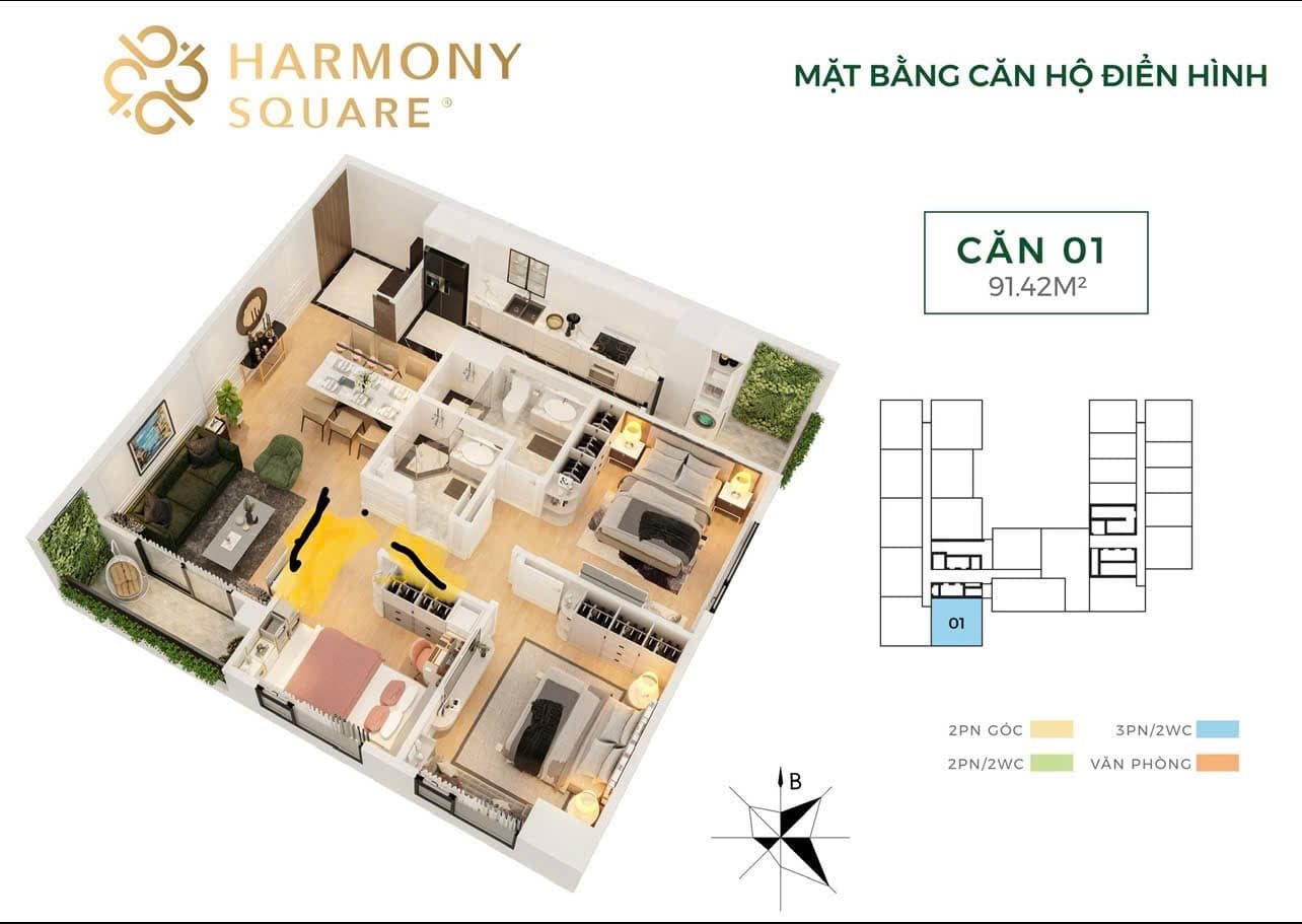 Căn hộ Harmony Square -, - 91m² giá 8.2 tỷ