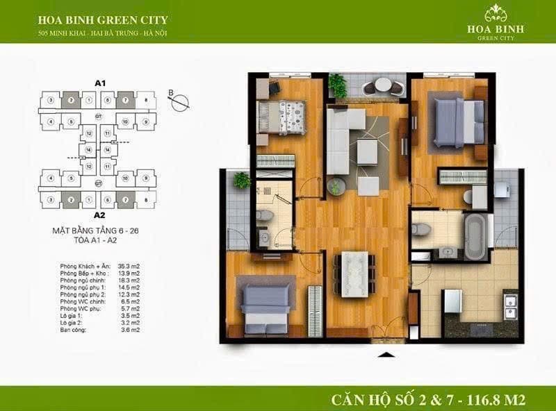 Căn hộ Hòa Bình Green City -, - 116m² giá 9 tỷ